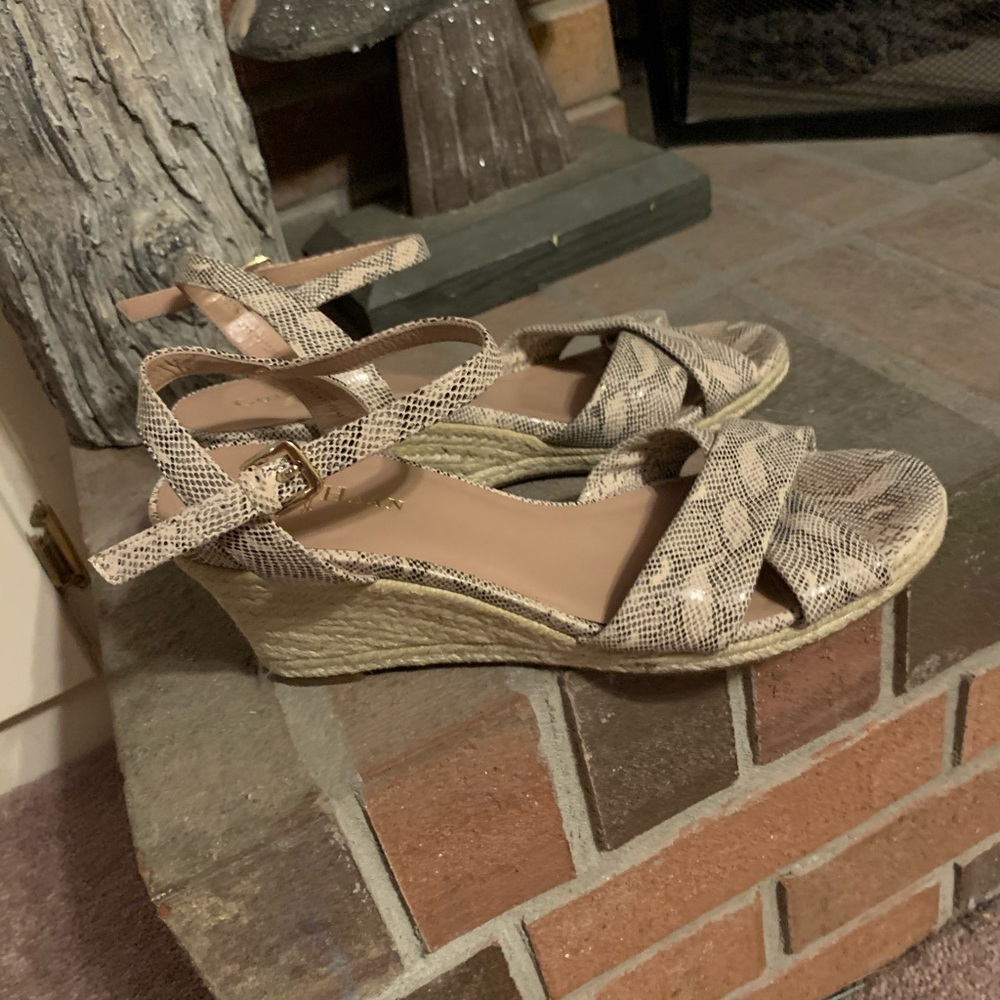 Cole Haan Leather Wedge Sandal Nike Air Python print wedges 8AA - Picture 2 of 8